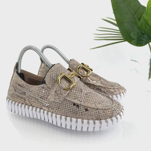 Ilse Jacobsen Women Tulip Bit Platform Slip On Shoe Size 36 6 Brown Snake Loafer - Picture 1 of 14